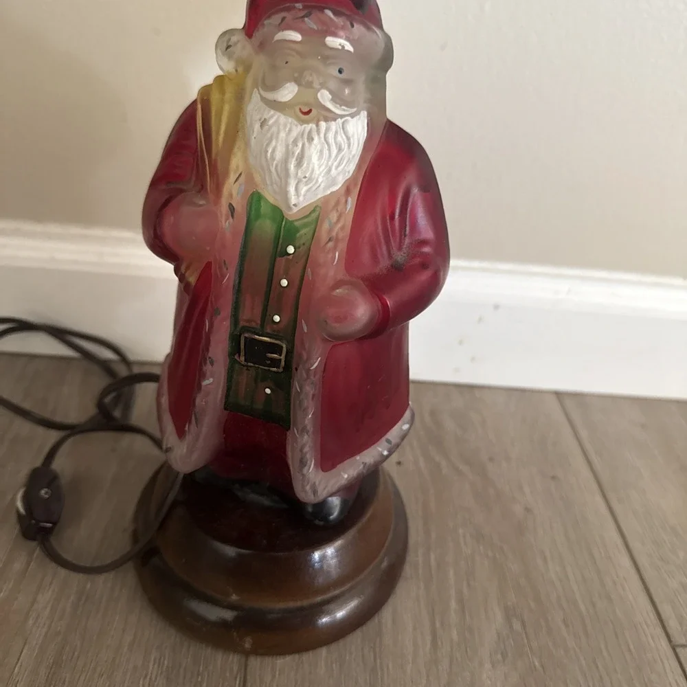 Rare Vintage Christmas Hand Painted Santa Claus Figure Lamp Night Light Must See